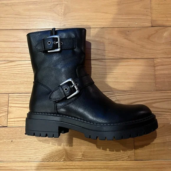 Arizona Jean Co “Tilpa” Women’s Stacked Heel Vegan Leather Moto Combat Boots - Picture 7 of 7